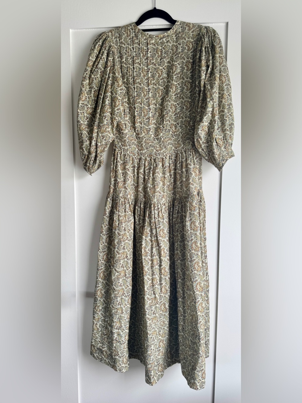 ✨like new✨ Dôen Rosamund Dress in Cream Tilbury Paisley Size XS Puff Sleeve - Picture 5 of 10